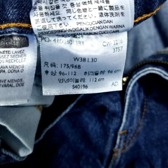 Levis Jeans Mens 38×30 Blue Regular Straight Dark Wash Denim - Picture 9 of 12